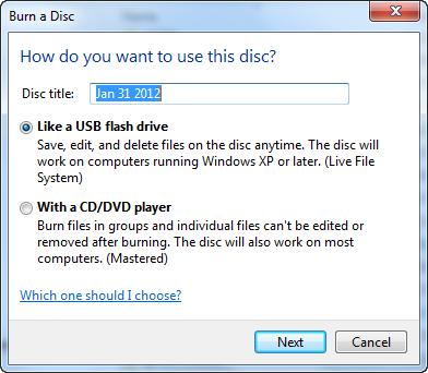 The following window will appear and the DVD drive will automatically open and wait for you to enter a DVD.
