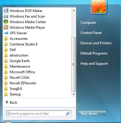 the programs installed on the computer will appear.