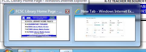 When you have Internet Explorer minimized, and want to navigate back to it, hover the mouse over the icon in the Task Bar Left-click on the