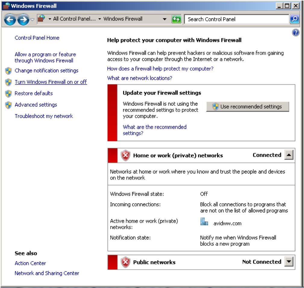 ) Disable the windows firewall: Navigate to Control Panel /
