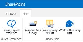 Survey List Surveys quick reference Screenshot Card Survey Help Respond to a survey Step-by-step PDF View survey