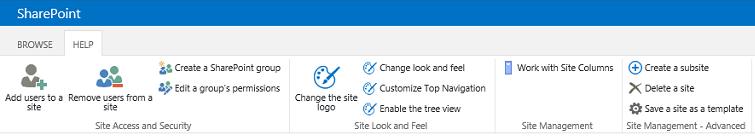 Site Settings Site Access and Security Add users to a site Video Remove users from a site Video Create a SharePoint group Video Edit a group s permissions Video Site Look and Feel Change the site