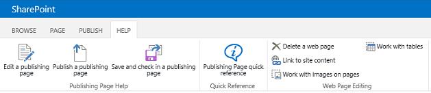 Publishing Page Publishing Page Help Edit a publishing page - Video Publish a publishing page - Video Save and check in a publishing page - Video Publishing Page quick reference Screenshot