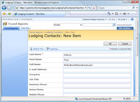 Managing Lists Working with List Items Add a list item The information required for an item changes depending on the type of list in which the item will be created.