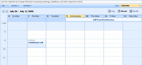 The default view, Calendar view, is the graphic representation of the calendar. Day: Day view gives you an hour-by-hour breakdown of your schedule for the selected day.
