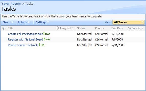 Working with Lists Viewing a Task List and a Project Task List Task and project task lists help you organize the things that people need to do.