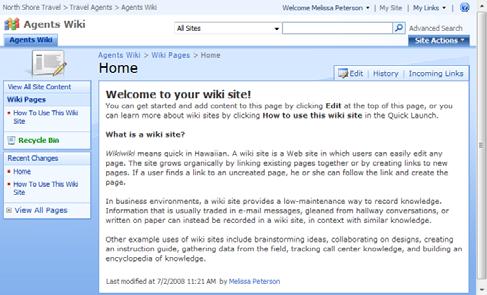 Working with Blogs, Wikis, and Workspaces Use unique permissions: This option lets you choose who can access the wiki site, and the level of access that each individual is assigned. 8.
