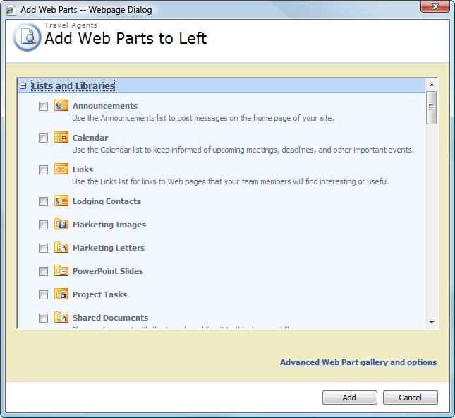 Managing Sites 2. Click the Site Actions button and select Edit Page from the list. The web parts on the page are displayed in Edit Mode. 3. Click Add a Web Part at the top of a web part page column.