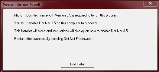 You will need Microsoft Dot Net Framework Version 3.5 to continue.