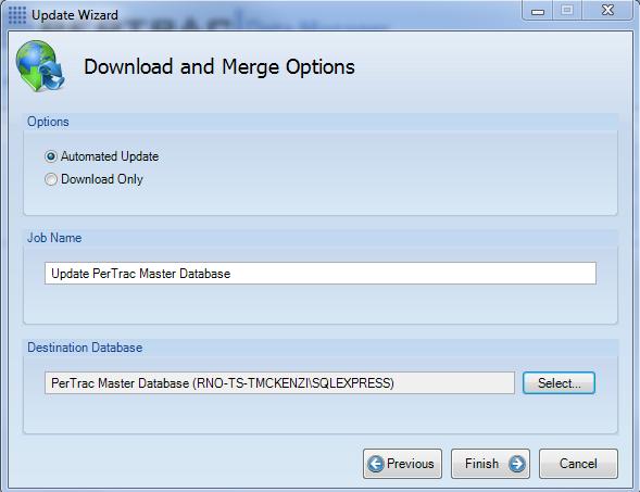 a. Automated Update: The automated download works similar to the old Data Manager in PerTrac 6 where the selected databases will be downloaded and merged with your PerTrac database.