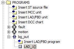 The LAD/FBD program appears in the PROGRAMS folder.