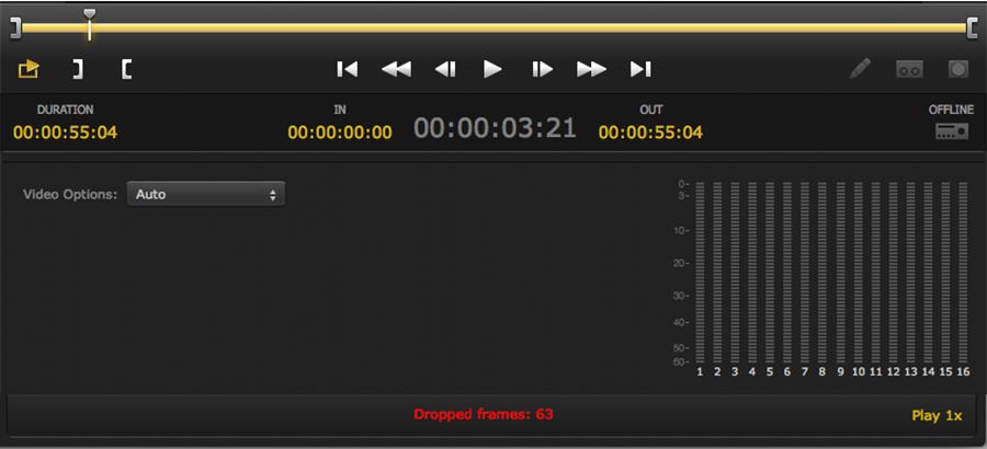 Dropped Frame Settings: In the default preference mode, Control Room will display a red dropped frame counter during Capture and Playback.