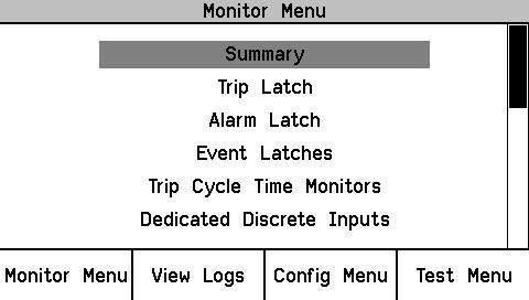 ProTech-SX Simplex System Monitor Menu Manual 26546V2 From the Monitor Menu the user can view configuration settings, real time values, and status indications.