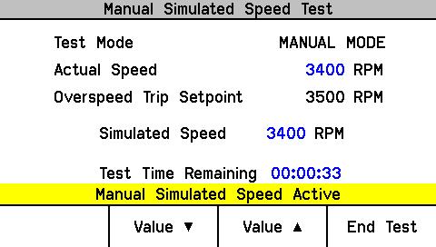 Manual 26546V2 ProTech-SX Simplex System The following Messages may be seen on the Manual Simulated Speed Test page: Manual Simulated Speed Active - Indicates the Manual Simulated Speed Test is