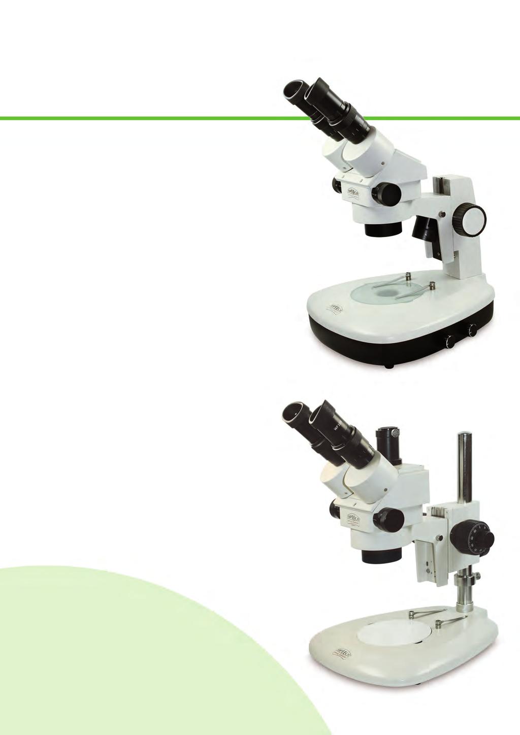 Optech Stereomicroscopes Zoom LFZ Series Stereomicroscope with Greenough optical system, for basic lab analysis and didactic. Binocular or Trinocular head, 45 inclined.