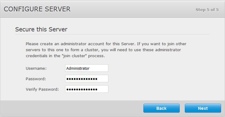7 On the Configure Server screens, create an administrator account for the server, and click Next. The Couchbase Console Overview screen opens and is ready to use.
