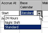 PAGE 53 - PROJECT 2003 - FOUNDATION LEVEL MANUAL Select the calendar you would like to base the resource's time on from the drop-down list in the Base Calendar field.