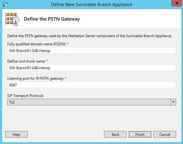 Installation and Maintenance Manual 6. Defining Branch Site Topology Figure 6-11: Define New Survivable Branch Appliance - PSTN Gateway 12. Define the PSTN Gateway: a.