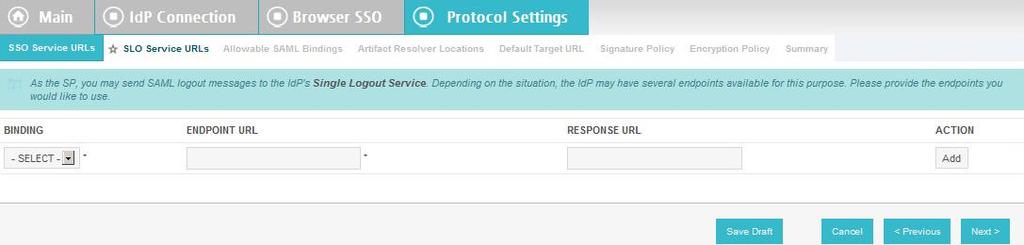 In the ENDPOINT URL column, enter http://<sam Server IP>/samcloud/default.aspx. c. In the ACTION column, click Add. 24.