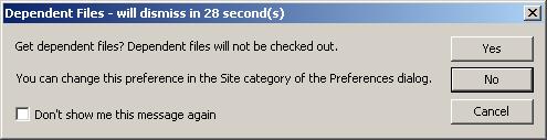 You will receive this prompt only if your local site points to a location other than to a folder on your PC s hard drive.