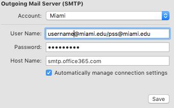 Under Outgoing Mail Server (SMTP) change the User