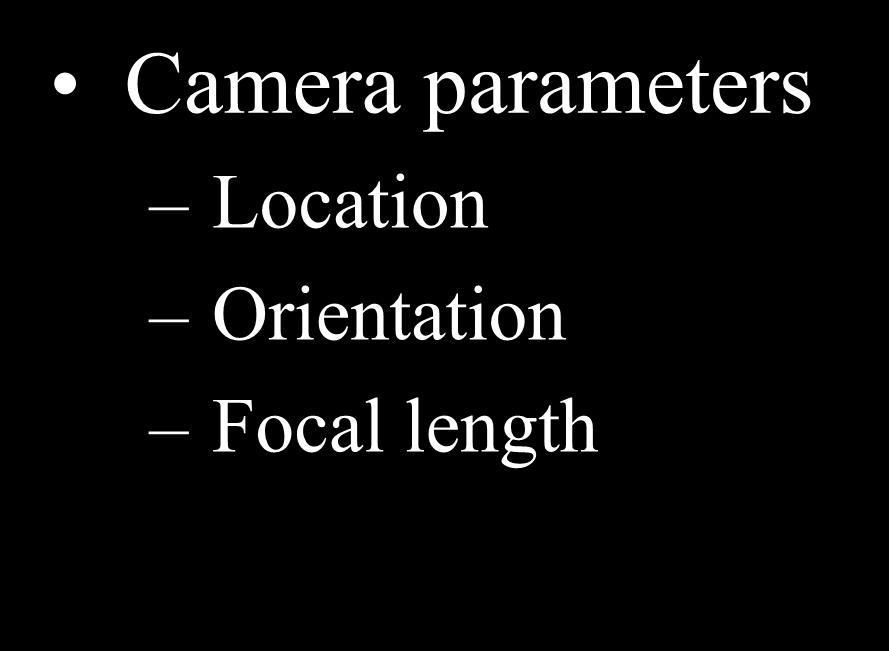 Rendering Parameters Camera parameters