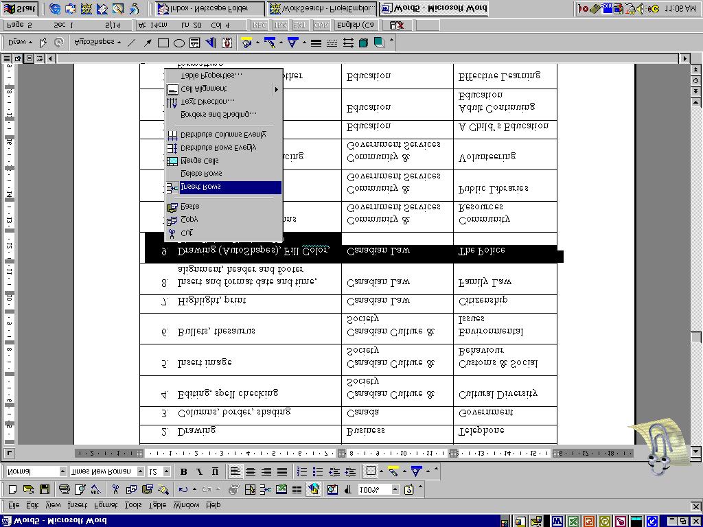 FORMAT TABLES Once you have created a table, you can format it. Formatting a table includes customizing the rows, columns, cells, and borders.
