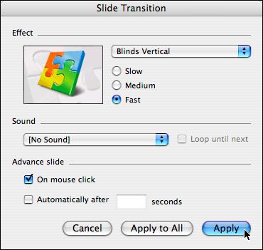 Slide Transitions This feature allows you to animate transitions between slides. 1.
