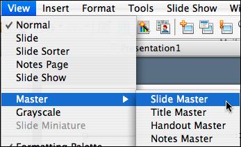 Slide Master The Slide Master holds the template for all of your slides.