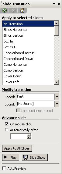 speed (SLOW, MEDIUM, FAST, VERY FAST) More EFFECT OPTIONS are available by clicking the down arrow in the