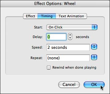 To change text entry and text exit, click on the animation and then click the Effects Options button. d.