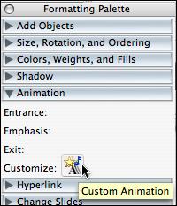 Custom Animations This feature allows you to animate text, graphics, and objects on your slides to add interest to your