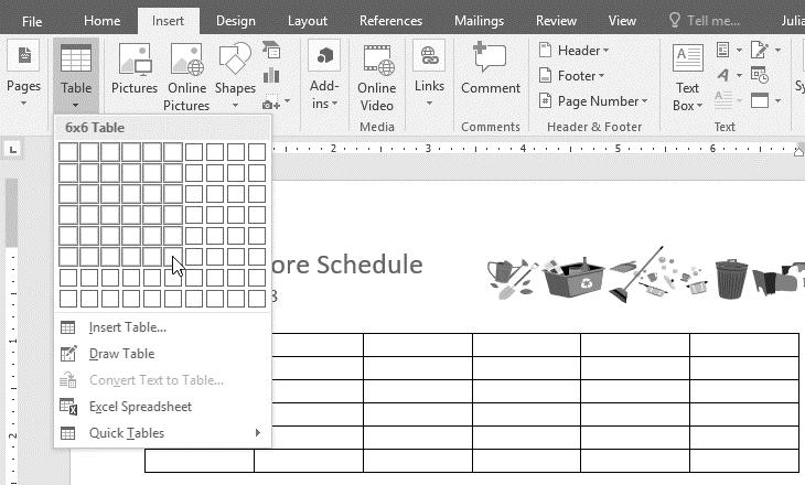 A Word table is an object you can add to your document to help organize text and other content on a page.