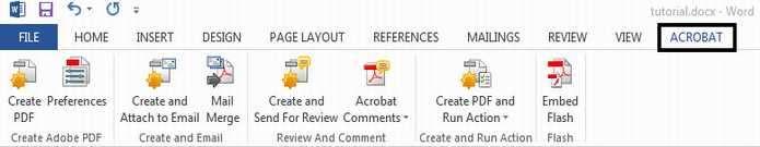 The Acrobat Tab Final tab It allows users to format their word documents to Adobe PDFs.
