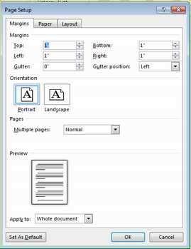 FORMATTING To change the page Margins Go to Page Layout Tab > Page Setup box> Margins button.