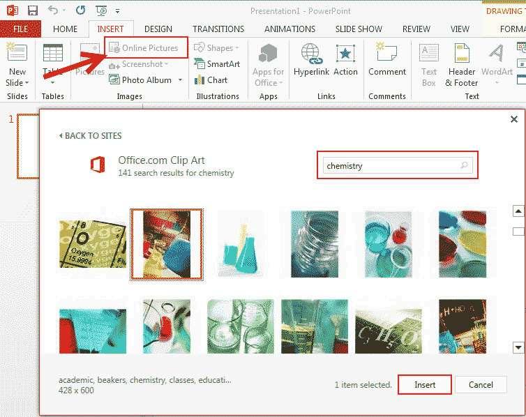 Adding Clip Art Click the Insert Tab. Click the Online Photos Button.