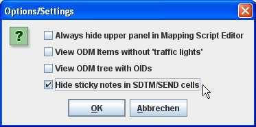 SDTM variable, use the menu Edit -> Remove Sticky Note from SDTM Variable. Please remark that all sticky notes are automatically removed when generated a cleaned define.xml.