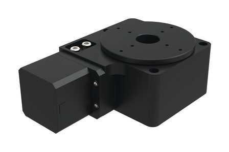 Motorised Rotary Stages Ø75 high precision, medium duty L3552 stable), black anodised. Weight 1,6 Kg. The design utilises a thrust bearing system for the table movement.