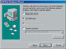 Windows 95 1. Once your Computer has started and you have connected your modem correctly you will be presented with the Add New Hardware Wizard. Click Next to start the install process. 2.