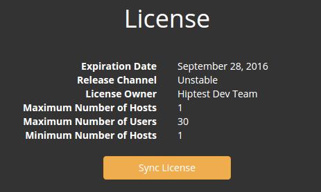 The license defines the maximum number of users you can have on Hiptest, and also the period of validity of the license. When the license expires, the service stops and can not be restarted.