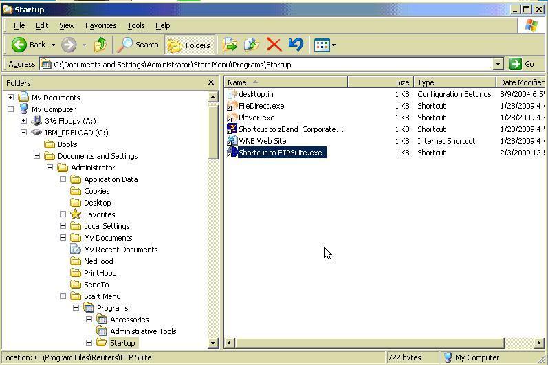 Once it has been copied there, right-click on Shortcut to FTPSuite.exe and select Properties from the menu.