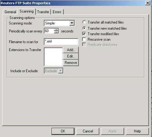 Note: To create an instance of FTP Suite which only transfers scripts, follow the instructions above, entering an appropriate title and remembering to enter the appropriate FTP details and *.