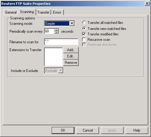 Ensure that the Transfer modified files checkbox is selected. Set the Periodically scan every field to 60 seconds so that FTP Suite checks for new or modified files every minute. 7.