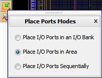 Step 7: Placing I/O Ports Placing I/O Ports in an Area 4. In the Device window, zoom in to the upper half of the device.