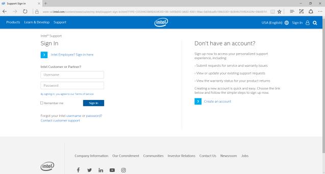 Go to http://customercare.intel.com and Sign Up to create an account. 2.