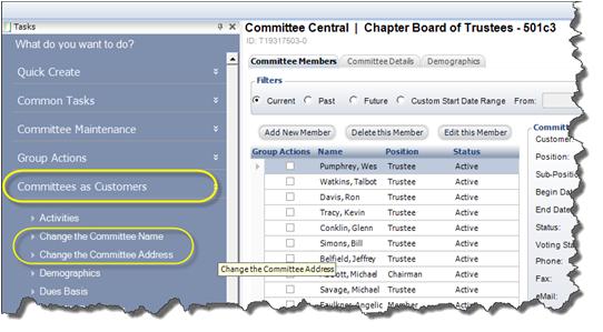 CHANGE COMMITTEE NAME You can renew your committees, click Change the Committee