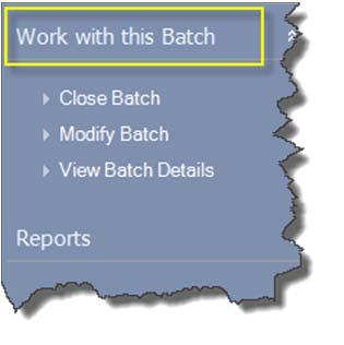 Review the information on the tabs: Batch Summary - displays the control amounts and control counts of the batch(es). The counts and amounts only reflect the non-cancelled receipts.