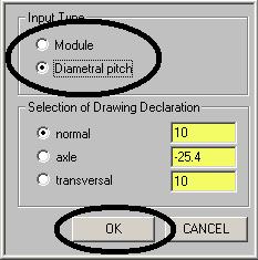 3. In Input Type, choose either Module for metric units or Diametral pitch for