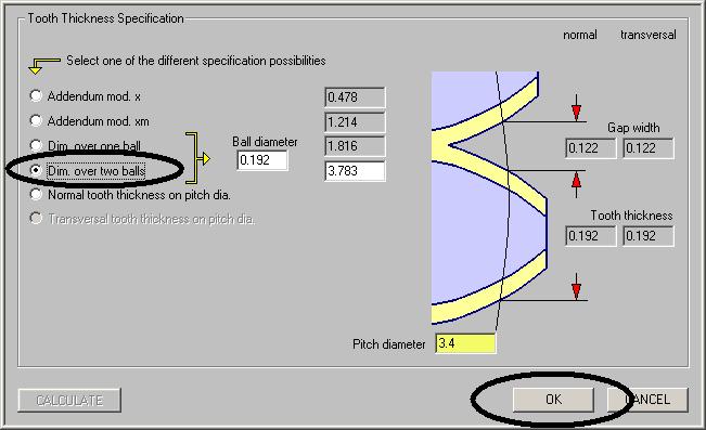 In the GEAR GEOMETRY screen enter nominals defining gear geometry in the white fields. Root diameter describes the minimum gear diameter. Also known as Minor diameter. Can be abbreviated as R.D. or M.
