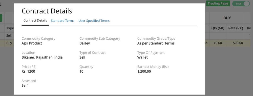 Contract Details Bidding members can read the contract details in the bid page via +